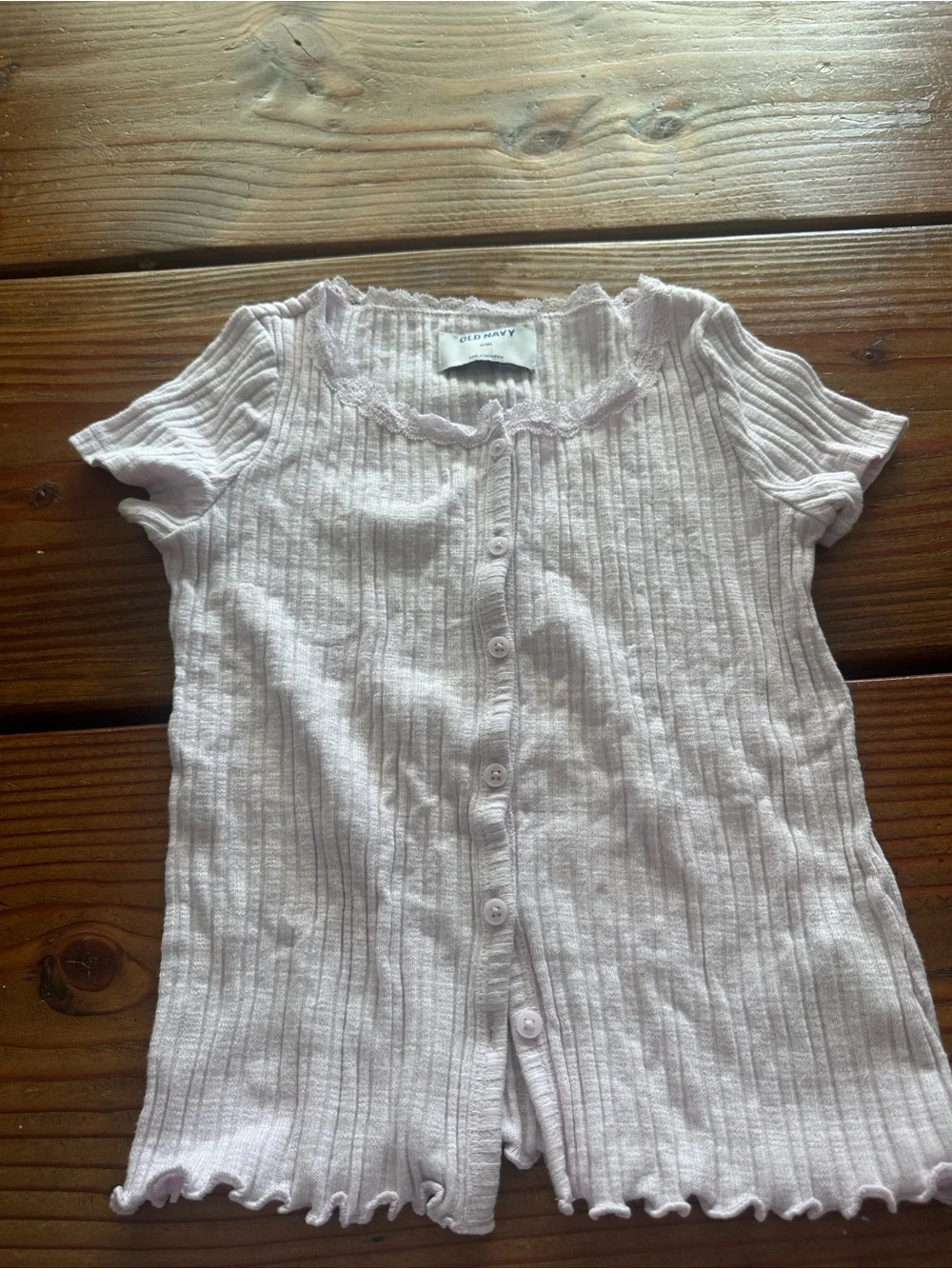 Old Navy Pale Pink Ribbed Button-Up Tee